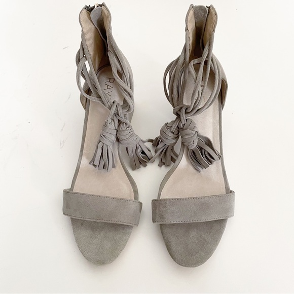 REVOLVE x RAYE Carlie Suede Ankle Wrap Beige Heeled Sandal size 7.5 - Picture 3 of 13